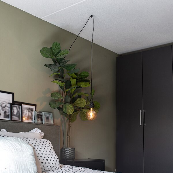 Lampada a sospensione di design nera con spina - Cavalux