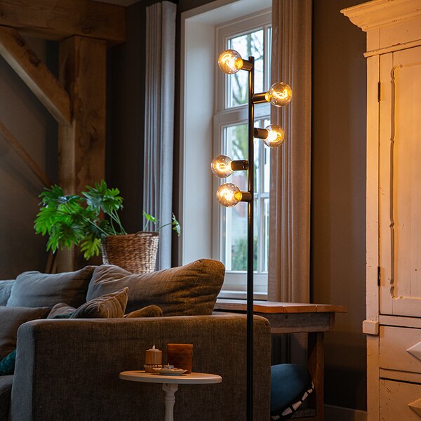 Lampada da terra scandinava nera 5 luci - Facil Tube