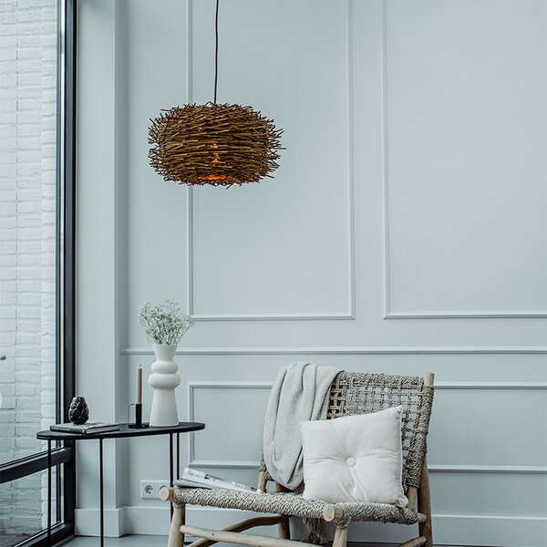 Lampada a sospensione rustica in rattan marrone - Hatch 45