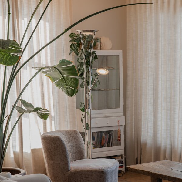 Lampada da terra moderna in acciaio con braccio di lettura incluso LED - Ibiza