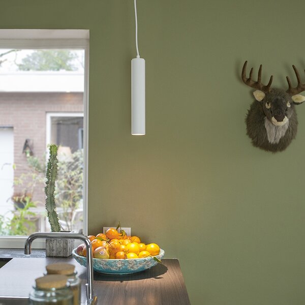 Set di 2 lampade a sospensione di design bianche - Tuba Small