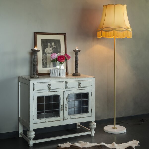 Lampada da terra retrò in ottone con paralume Granny dorato 45 cm - Kaso