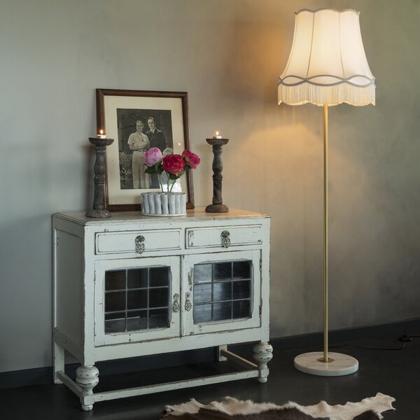 Lampada da terra retrò in ottone con paralume Granny crema 45 cm - Kaso