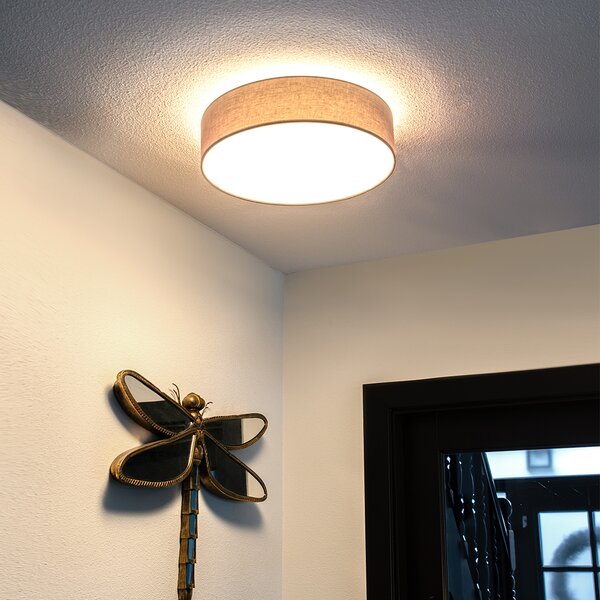 Plafoniera grigia 40 cm con LED incluso - Drum LED