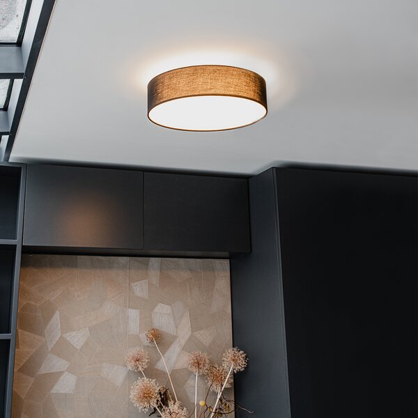 Plafoniera nera 40 cm con LED incluso - Drum LED