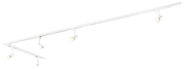 Sistema di illuminazione a binario moderno con 5 faretti bianco 1-Fase - Iconic Jeany