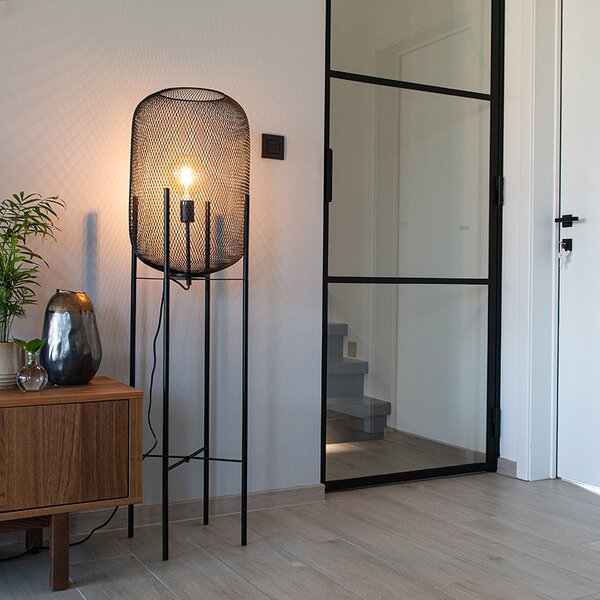 Lampada da terra moderna nera - Bliss Mesh