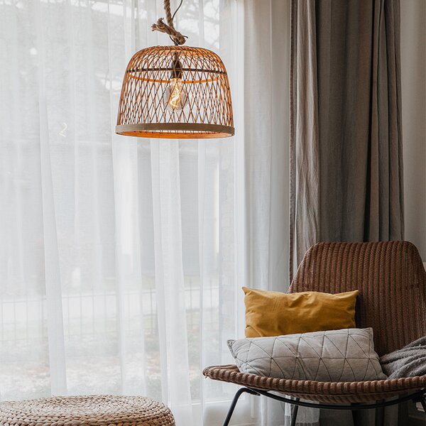 Lampada a sospensione in rattan rustica - Calamus