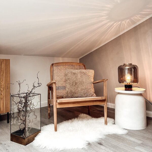 Lampada da tavolo di design nera con vetro fumé - Qara