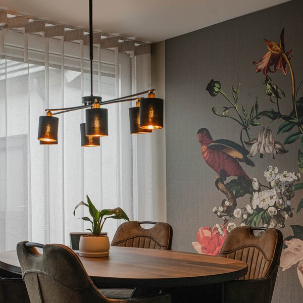 Lampada a sospensione moderna nera regolabile 6 luci - Lofty