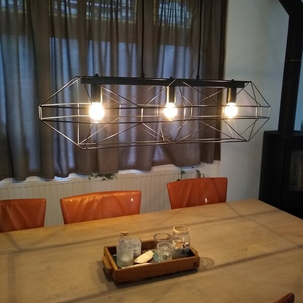 Lampada a sospensione industriale nera 3 luci - Carcass