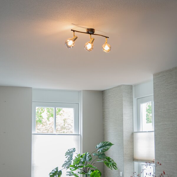 Plafoniera Art Déco vetro fumé oro 3 luci - VIDRO