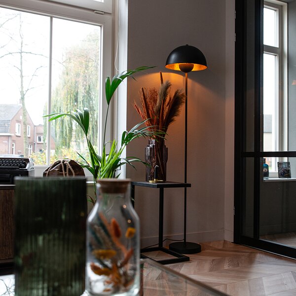Lampada da terra industriale nera con oro 160 cm - Magnax