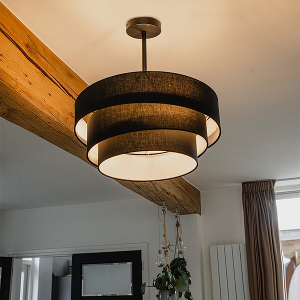 Plafoniera moderna nera 45 cm 3 luci - Drum Trio