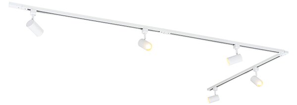Sistema di illuminazione a binario moderno con 5 faretti bianco monofase - Iconic Jeana