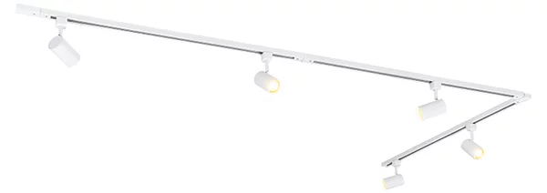 Sistema di illuminazione a binario moderno con 5 faretti bianco monofase - Iconic Jeana