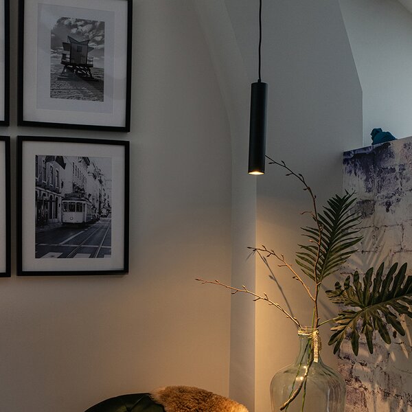 Lampada a sospensione di design nera - Tuba Small
