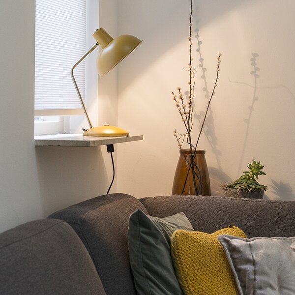 Lampada da tavolo retrò gialla con bronzo - Milou
