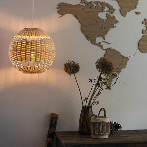 Lampada a sospensione rustica in rattan - Rattan