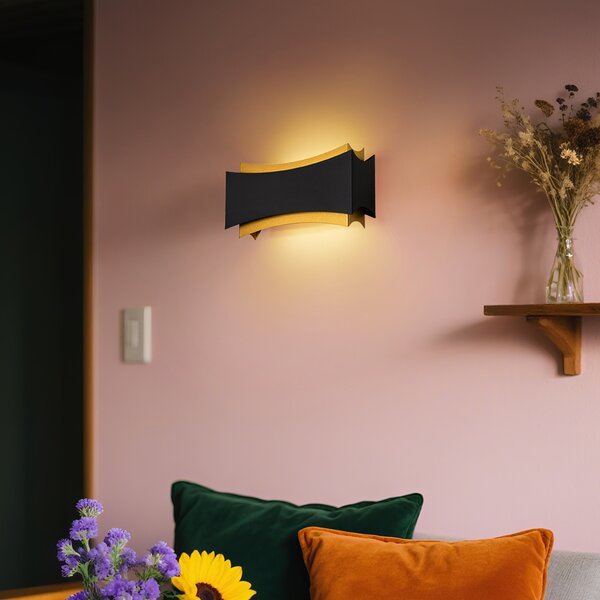 Applique da parete moderna nera con oro - Plats