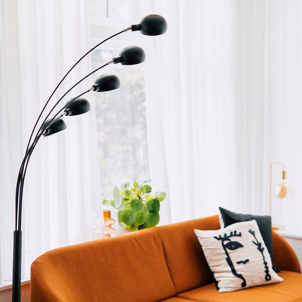 Lampada da terra di design nera con oro 5 luci - Sixties Marmo