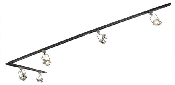 Sistema di illuminazione a binario moderno con 5 faretti in acciaio monofase - Iconic Suplux