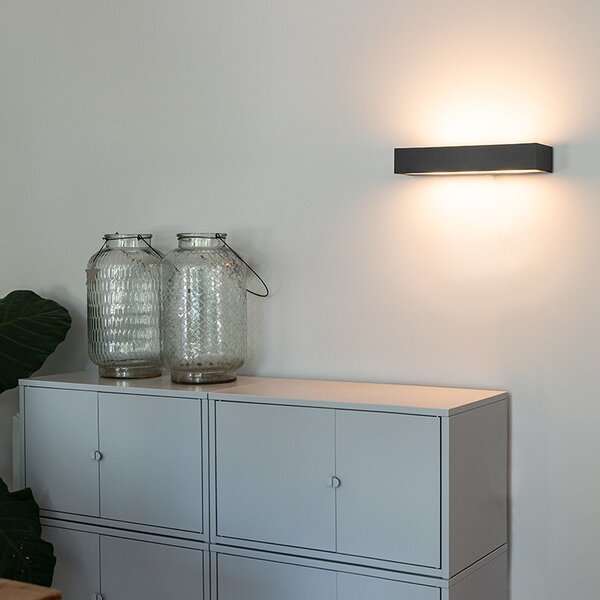 Applique da parete rettangolare di design nera 35 cm - Houx