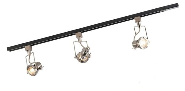 Sistema di illuminazione a binario moderno con 3 faretti in acciaio monofase - Iconic Suplux