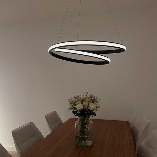 Lampada a sospensione moderna nera 74 cm con LED - Rowan