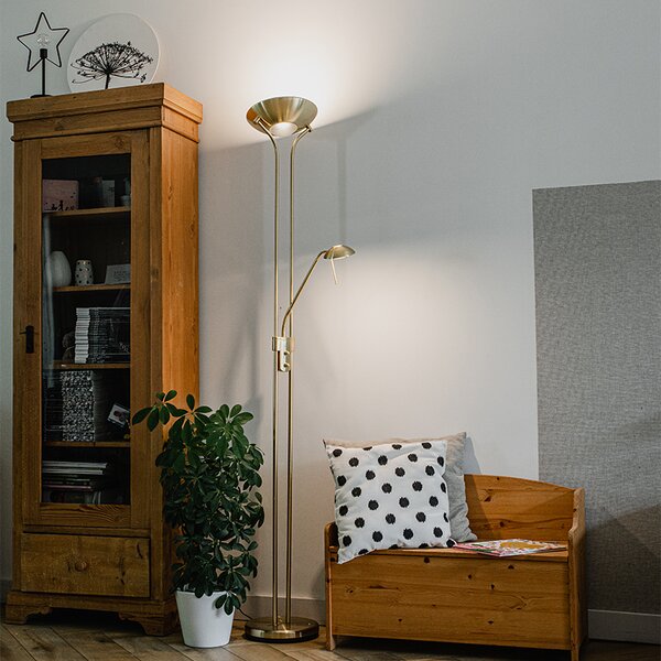 Lampada da terra dorata con lampada da lettura inclusa LED e dimmer - Diva 2