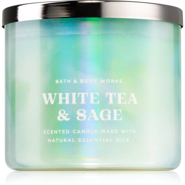 Bath & Body Works White Tea & Sage candela profumata 411 g