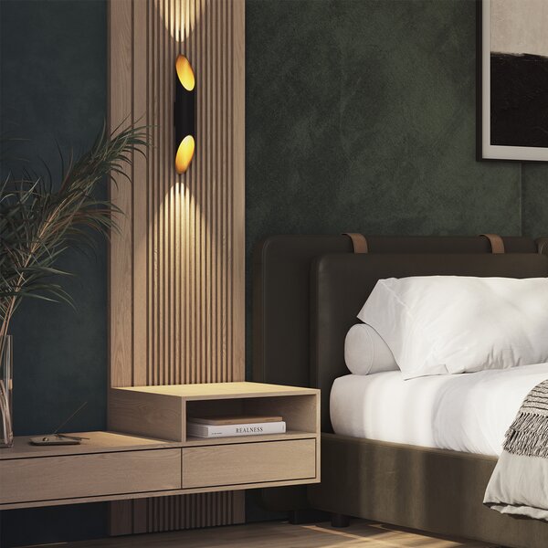 Applique da parete moderna nera con interno dorato 5,6 cm - Organo