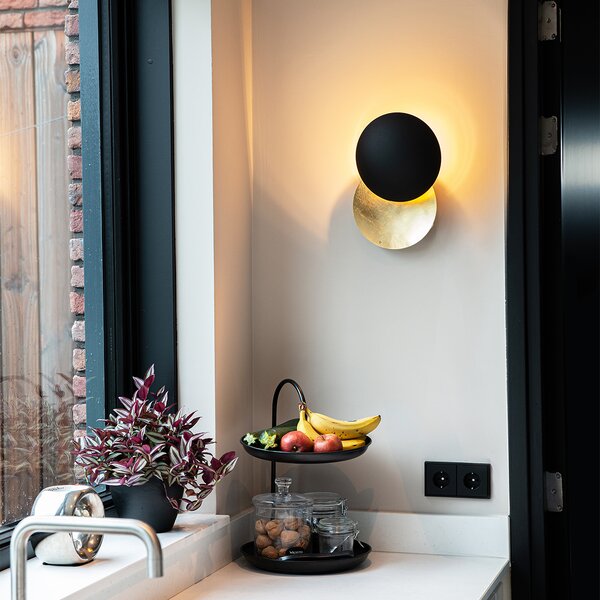 Lampada da parete intelligente nera con oro incl. WiFi G9 - Sunrise