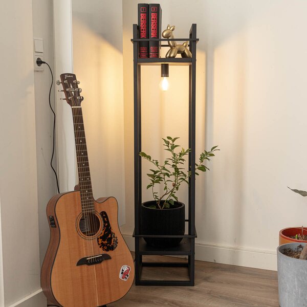 Lampada da terra industriale nera - Cage Rack