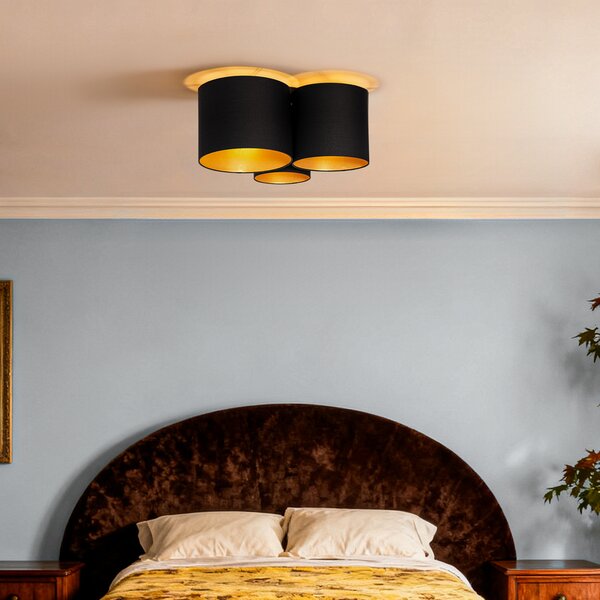 Plafoniera nera con interno dorato 3 luci - Multidrum