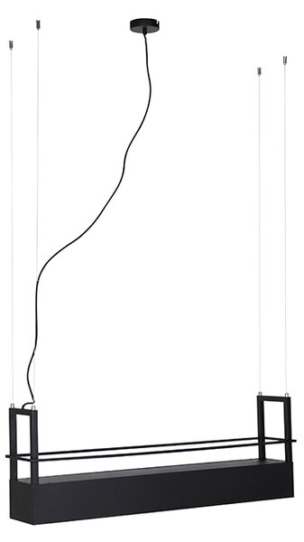 Lampada a sospensione industriale nera con mensola 4 luci GU10 - Cage Rack