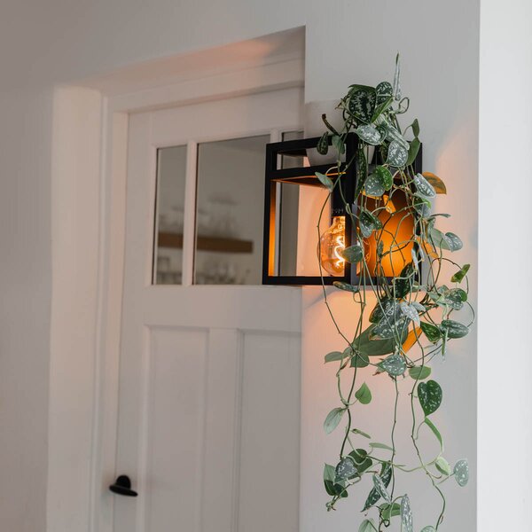 Applique da parete industriale nera con mensola - Cage Rack