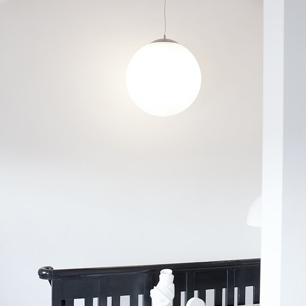 Lampada a sospensione scandinava smart argento con vetro opale 50cm incl. WiFi A60 - Ball 50
