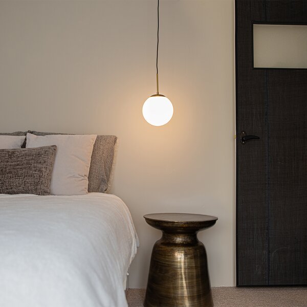 Lampada a sospensione Art Déco oro con vetro opale - Flore