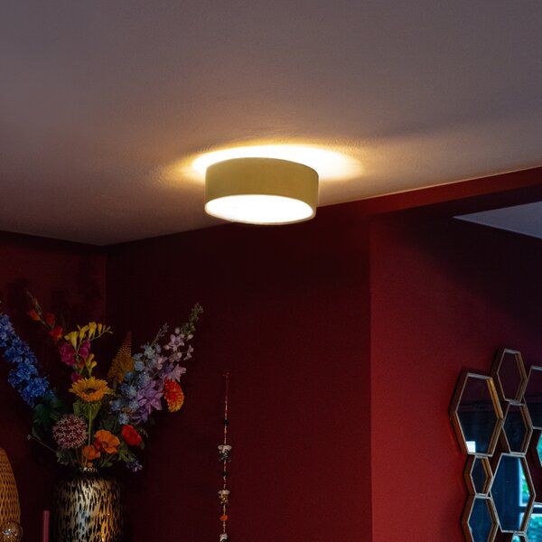 Plafoniera moderna gialla con interno dorato 30 cm - Drum