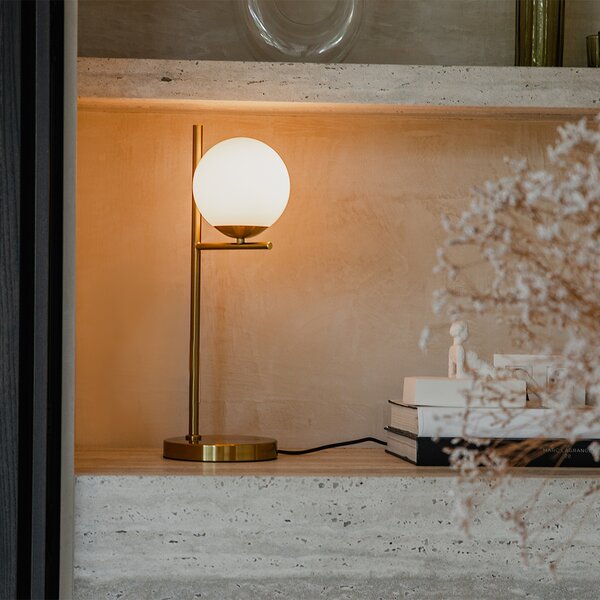 Lampada da tavolo Art Déco oro e vetro opale - Flore