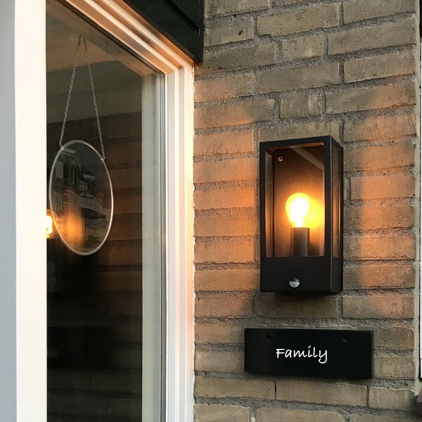 Lampada da parete per esterni nera con sensore di movimento IP44 - Rotterdam