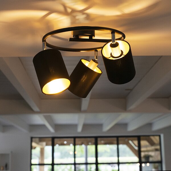 Lampada da soffitto moderna intelligente nera incl. 3 WiFi B35 - Lofty