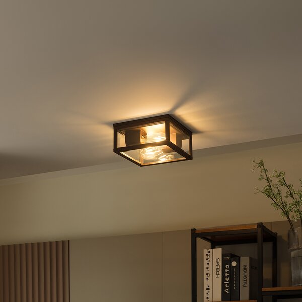 Plafoniera industriale marrone ruggine IP44 2 luci - Charlois