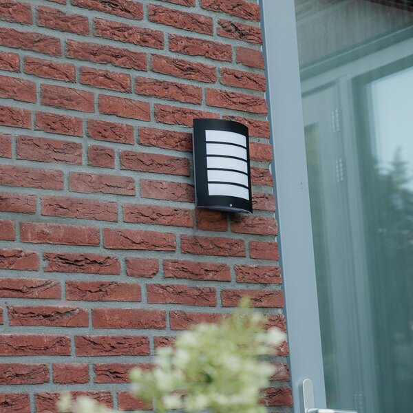 Lampada da parete per esterni nera IP44 con sensore crepuscolare - Miro
