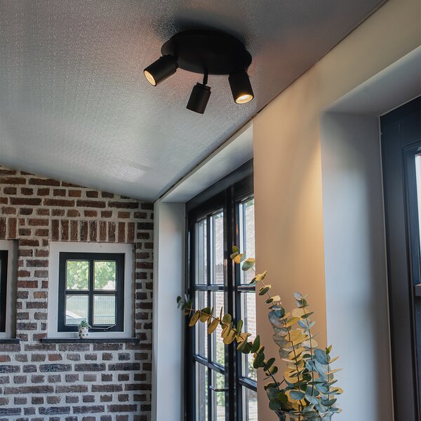 Faretto da bagno moderno nero 3 luci IP44 - Ducha