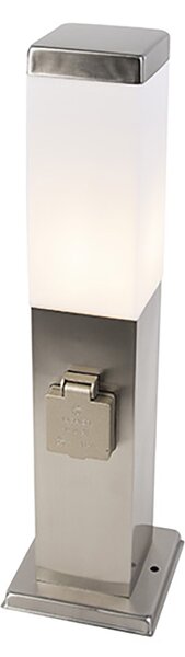 Lampada da esterno in acciaio con presa IP44 - Malios con picchetto da terra e pressacavo