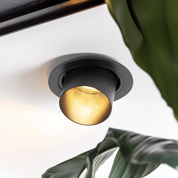 Set di 6 faretti da incasso moderni neri rotondi inclinabili - Installa
