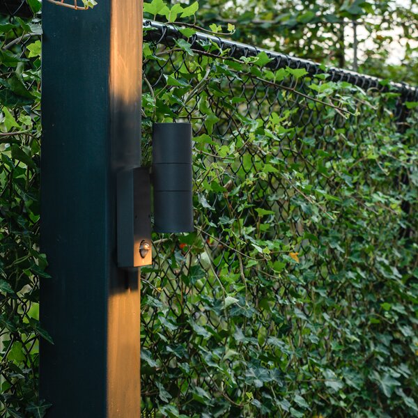 Lampada da parete per esterni antracite con sensore di movimento 2 luci IP44 - Duo