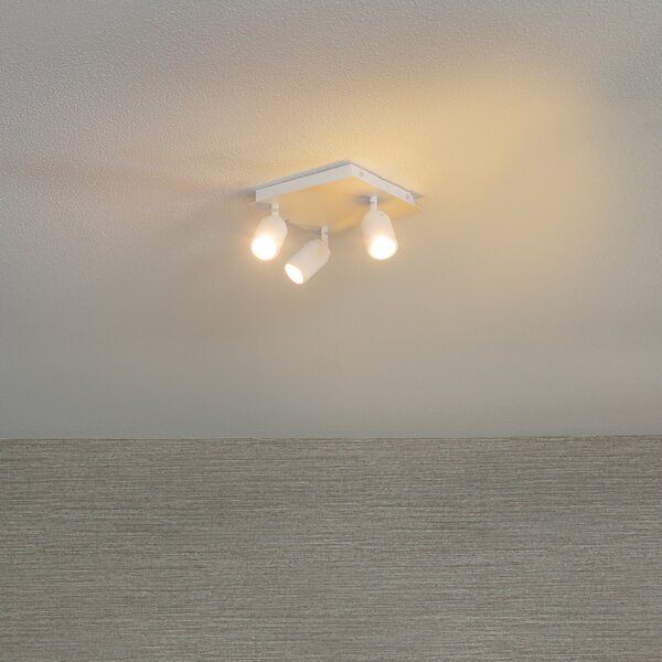 Faretto da bagno moderno bianco quadrato 3 luci IP44 - Ducha